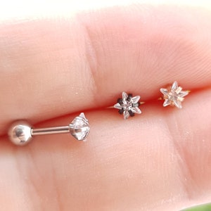 CZ-steroorbel, schroefoorbel 316L chirurgisch staal, minimalistische labret-piercingsieraden, kraakbeen, oorlel