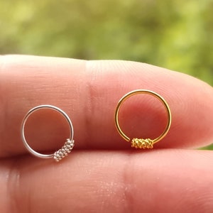Hoop Ring 925 Sterling Silver Nose Ring Seamless Nose Ring Silver Gold Earrings Hoop Cartilage Tragus Piercing Minimal Wire Style