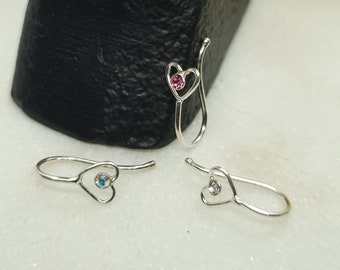 Fake Piercing Heart crystal ,faux nose ring , Nose Cuff, faux nose hoop ,Fake Nose Ring, fake nostril ring, Nose Jewelry no piercing needed