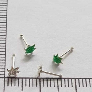 Marijuana Nose Stud 925 Sterling Silver Marijuana Leaves Pin Screw Nose Studs Piercing