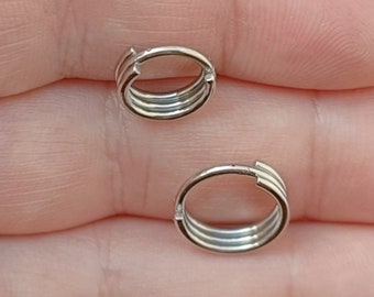 Triple Nose Ring Hoop 316L Surgical Steel Simple & Plain Ring Hinged Earrings Hoops Double Nose Cartilage Earring Daith Conch Piercing Helix