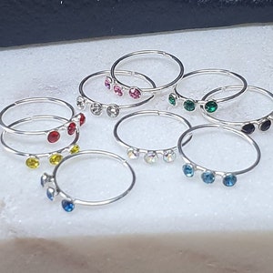 925 Sterling Silver Seamless Nose Helix Septum Tragus Ring Hoop Crystal Piercing