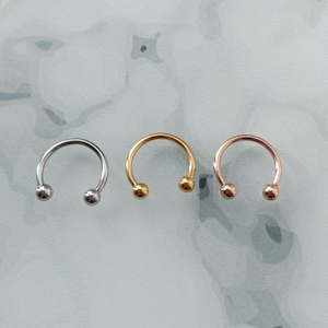 Septum Ring Horseshoe Barbell / Eyebrow Ring/ Cartilage Earring Surgical Steel Circular Barbell 16g 1.2mm Septum Ring image 4
