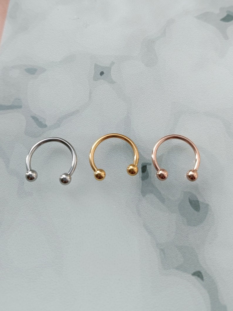 Septum Ring Horseshoe Barbell / Eyebrow Ring/ Cartilage Earring Surgical Steel Circular Barbell 16g 1.2mm Septum Ring image 4