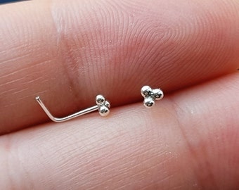 925 Sterling Silver triple beads Nose Bone 925 Stud Nose Bone Nose Studs