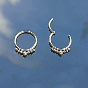 Beaded Tribal Ring Hoop 316L Surgical Steel Hinged Indian Segment Earrings Hoops 316L Nose Cartilage Earring Daith Conch Piercing Helix