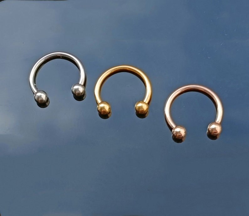 Septum Ring Horseshoe Barbell / Eyebrow Ring/ Cartilage Earring Surgical Steel Circular Barbell 16g 1.2mm Septum Ring image 5