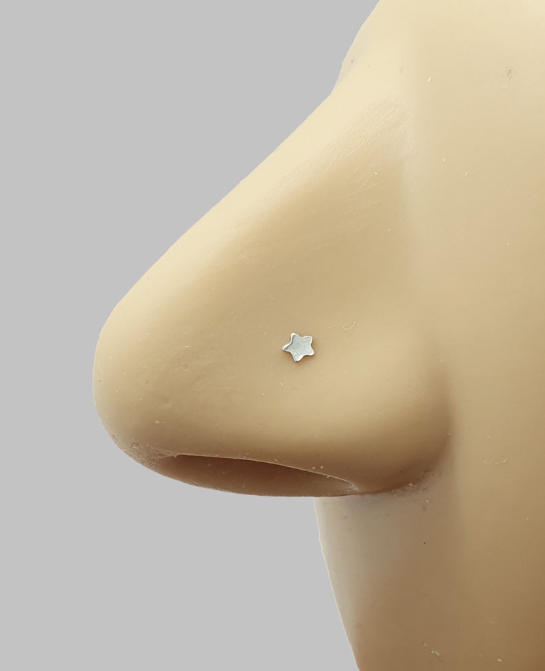 Star nose piercing 925 Sterling Silver L SHAPE Nose piercing nose stud image 5