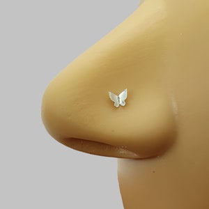 Piercing al naso a forma di farfalla a forma di L in argento sterling 925