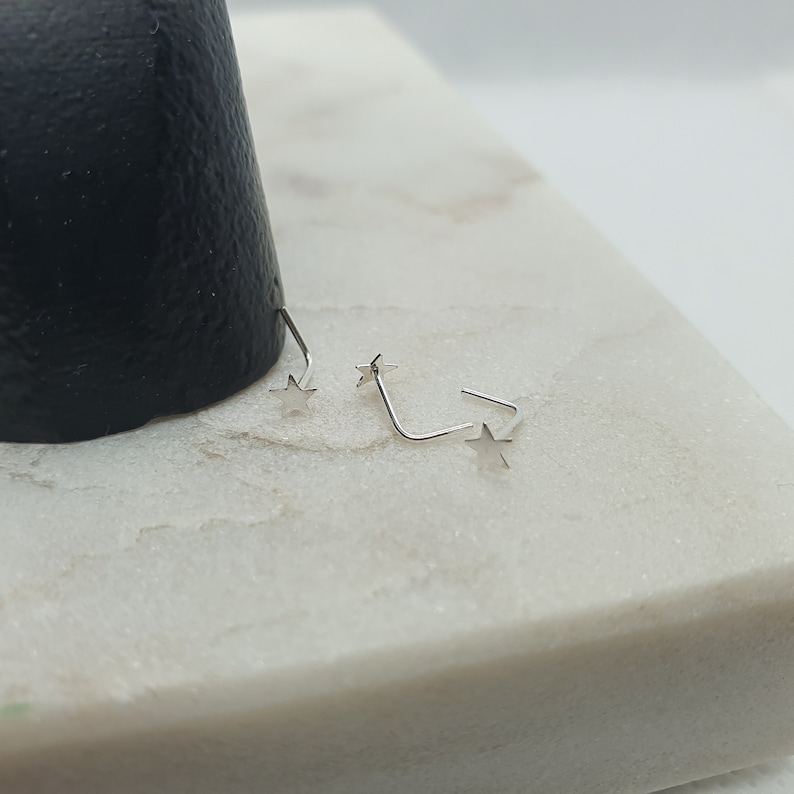 Star nose piercing 925 Sterling Silver L SHAPE Nose piercing nose stud image 3