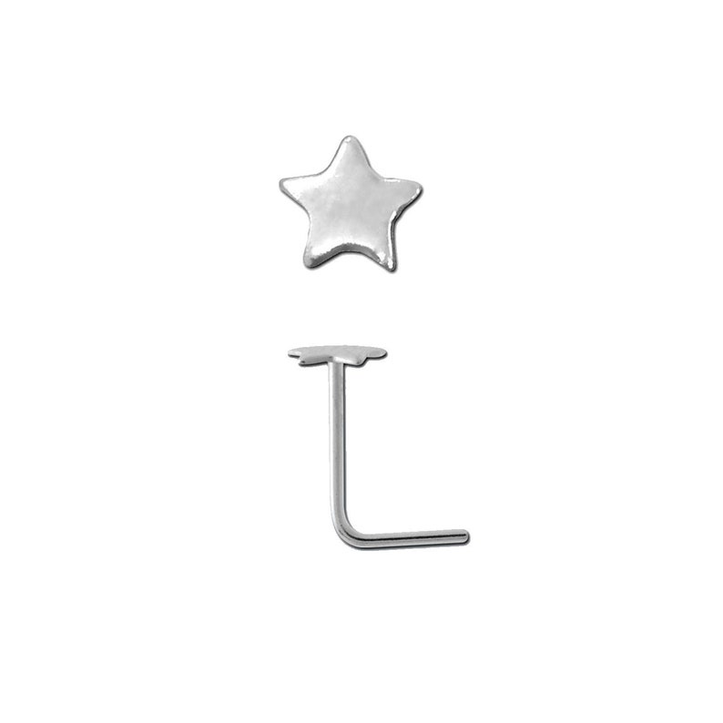 Star nose piercing 925 Sterling Silver L SHAPE Nose piercing nose stud image 2