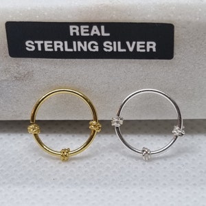 3 Wires Style Hoop Ring 925 Sterling Silver Nose Ring Seamless Nose Ring Silver Gold Earrings Hoop Cartilage Tragus Piercing Minimal