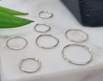 925 Sterling Zilver Naadloze Plain Ring Neuskraakbeen Tragus Hoop 0,6 MM 0,8 MM dik Piercing 6mm, 8mm, 10mm Diameter