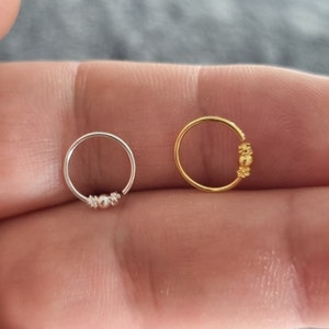 Hoop Nose Ring 925 Sterling Silver Nose Ring Seamless Nose Ring Silver Gold Earrings Indian Hoop Cartilage Tragus Piercing Bali Style