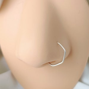 Hexagon Hoop Ring 316L Surgical steel Hexagon Hinged Nose Cartilage Earring Daith Conch Piercing Helix- 1.2mm (16g) Gauge Hoop