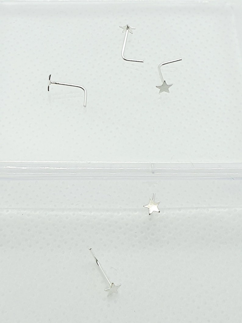 Star nose piercing 925 Sterling Silver L SHAPE Nose piercing nose stud image 4