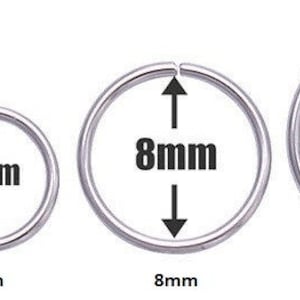 925 Sterling Silver Seamless Plain Ring Nose Cartilage Tragus Hoop 0.6 MM 0.8 MM thick Piercing 6mm , 8mm , 10mm Diameter 0.6 MM
