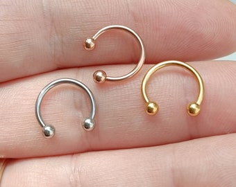 Septum Ring Horseshoe Barbell / Eyebrow Ring/ Cartilage Earring- Surgical Steel Circular Barbell- 16g (1.2mm) Septum Ring