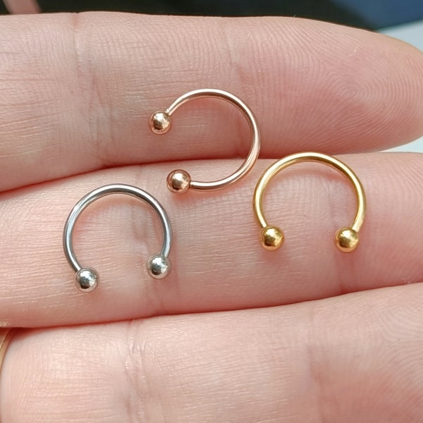 Septum Ring Horseshoe Barbell / Eyebrow Ring/ Cartilage Earring- Surgical Steel Circular Barbell- 16g (1.2mm) Septum Ring