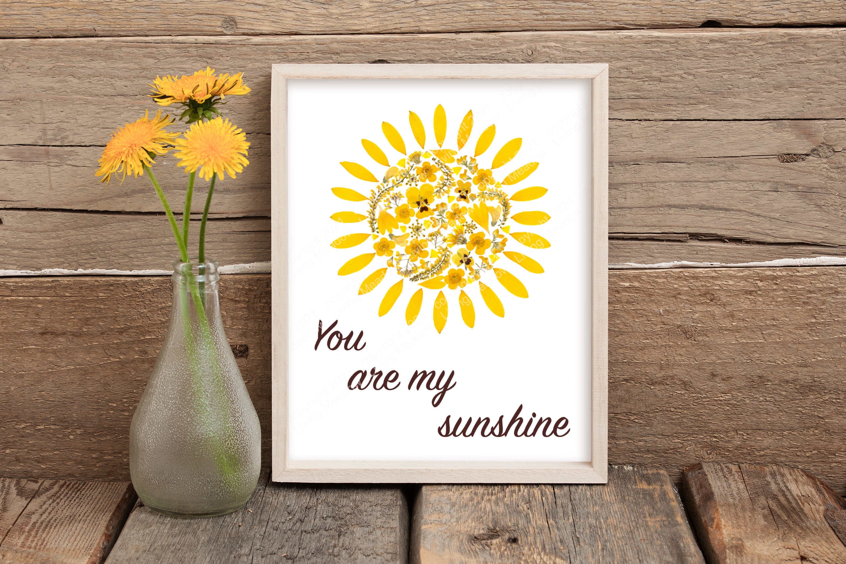 You Are My Sunshine Nursery Print, Sun Nursery Print, Pressed Flower ...