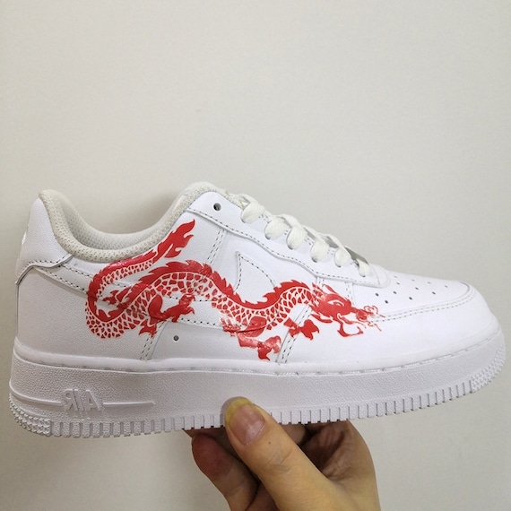 Red Dragon for Custom Air Force 1 Size for Nike Shoes -