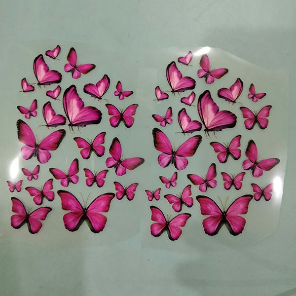 Rosa verschiedene Größen Eisen auf Schmetterling Aufkleber für benutzerdefinierte Air Jordan/AF1, rosa Schmetterling HTV für Schuhe Aufkleber, perfektes Geschenk für Sie
