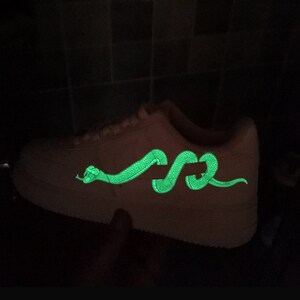 Iron On Glow In Dark Gray Snake Stickers  For Custom Air Force Ones, HTV Snake Glow In Dark Heat Transfer Stickers Ready to Press