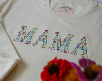 Floral MAMA Machine Embroidered Sweatshirt