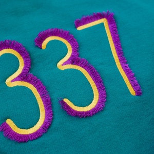 Louisiana 337 Area Code Mardi Gras Fringe Embroidered Sweatshirt image 2