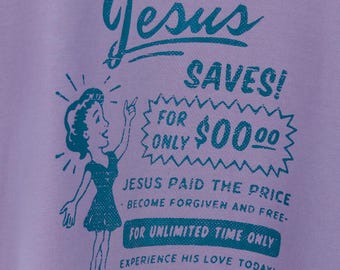 Jesus Saves Retro Screen Printed T-Shirt