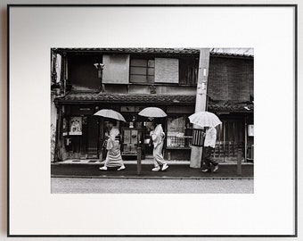 Kyoto Japan Photography Print, Fine Art Print, Impresión de fotografía de película en blanco y negro, Geisha Kyoto Travel Photography Wall Art Home Decor