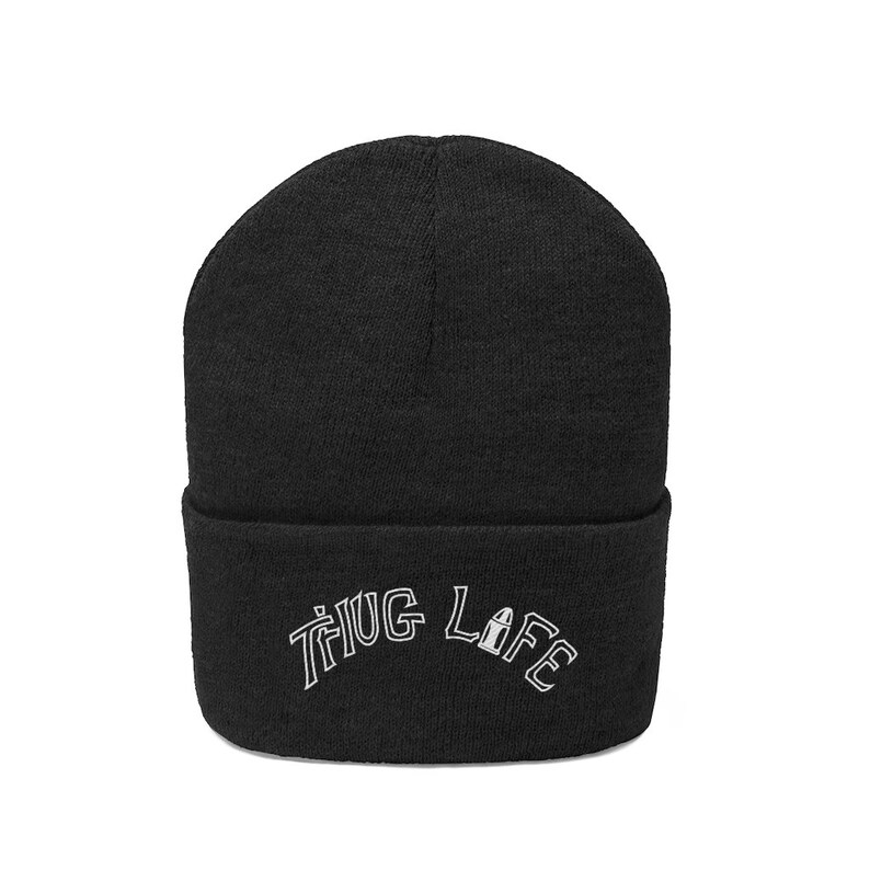 Thug Life Tupac Embroidered Knit Beanie Etsy