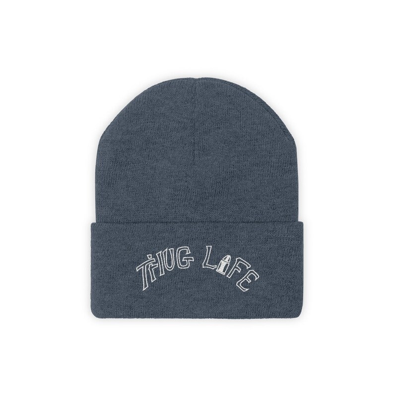 Thug Life Tupac Embroidered Knit Beanie Etsy