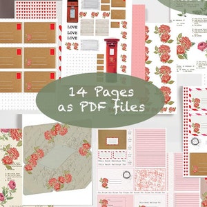 Digital Junk Journal Kit, Ephemera, Backgrounds, Vintage Roses, Embellishments for Instant Download
