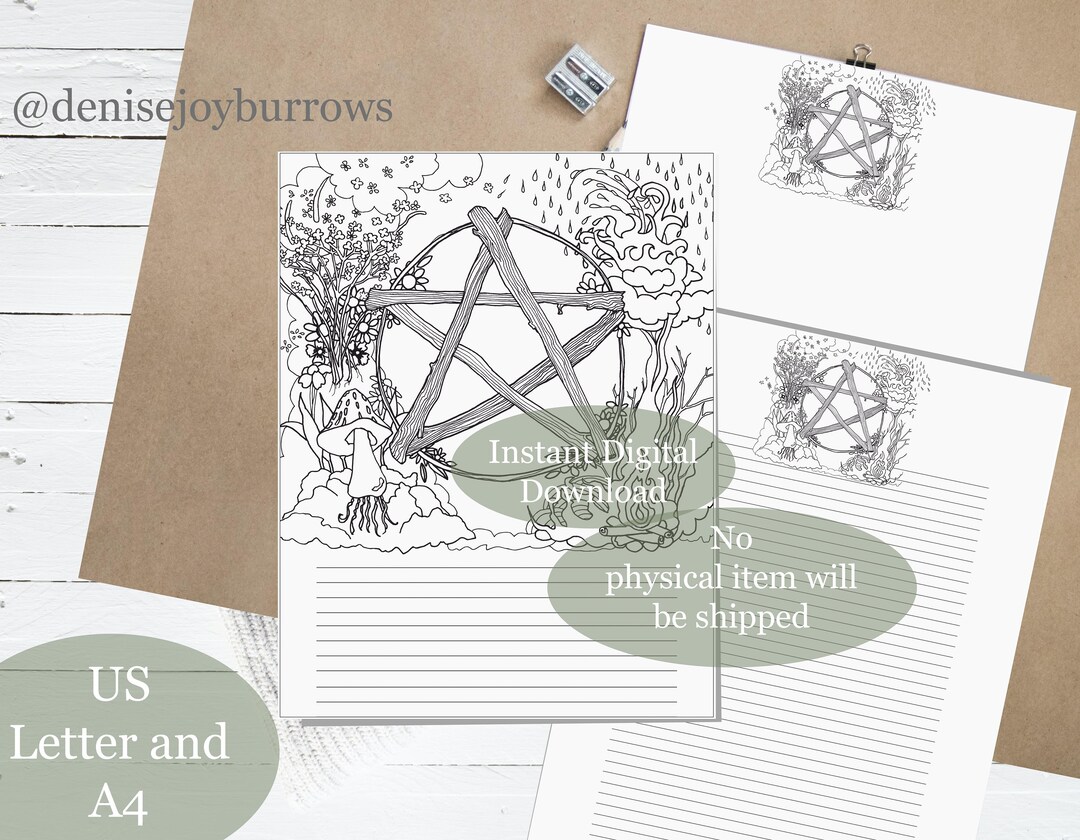 Book of Shadows Printable Stationary, Blank, Lined, Wicca Colouring ...