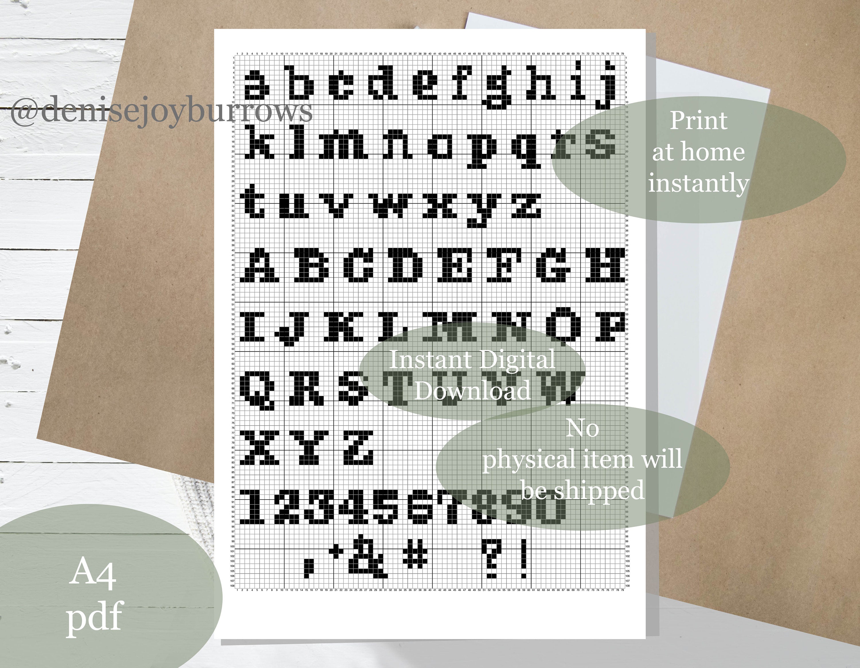 Alphabet Cross Stitch Pattern PDF Download Modern Digital - Etsy