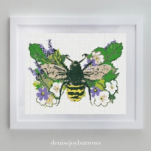Cross Stitch Bee PDF Instant Download Modern Digital Pattern Cross Stitch Sewing Pattern Bumble Bee Crafts