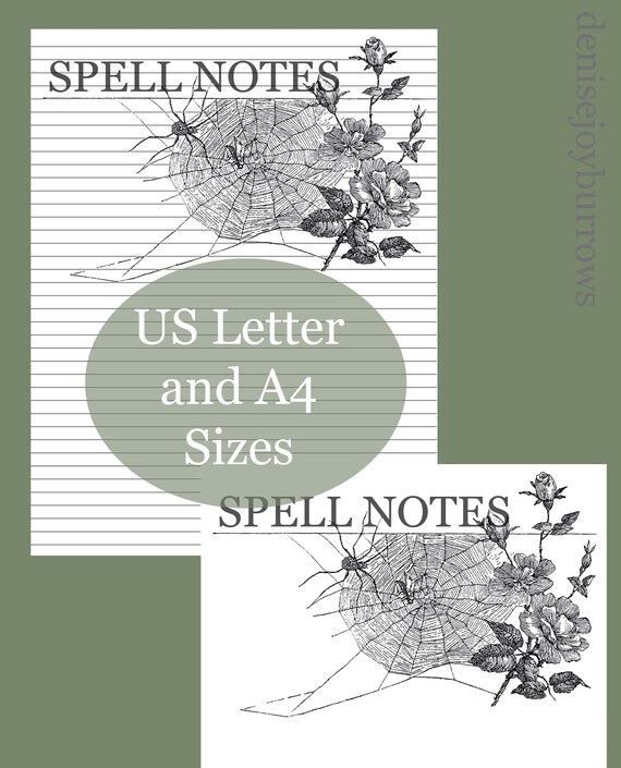Printable Stationery Spell Notes Book of Shadows Stationery Etsy