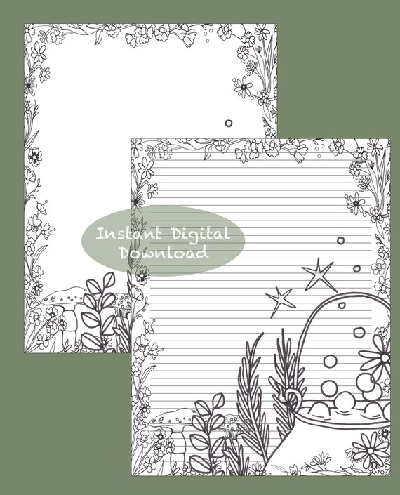 Digital Download Printable Colouring Journal Note Page | Etsy