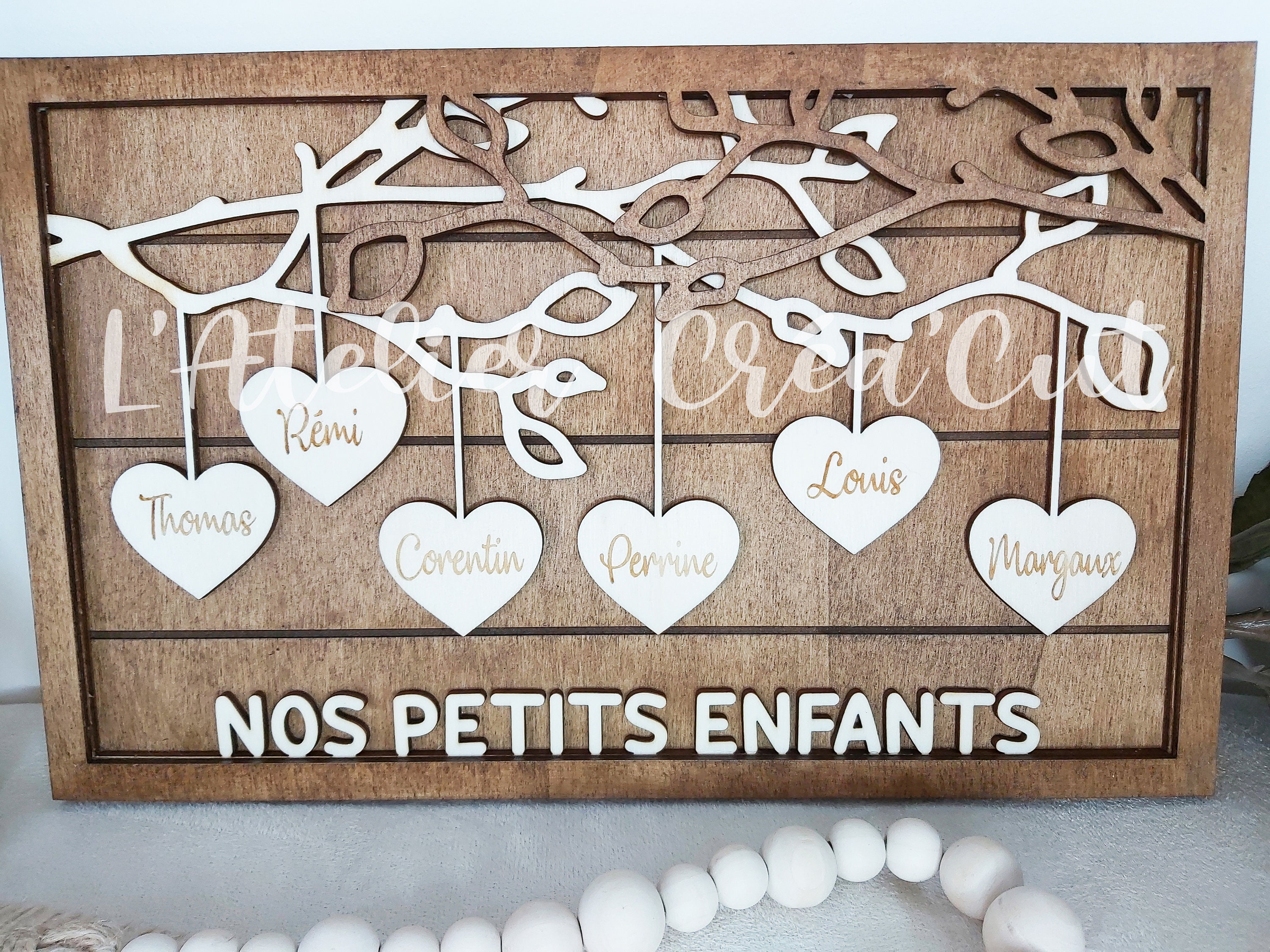 Cadre Famille Personnalisé en Bois, Idée Cadeau Noël, Grands-Parents, Cadeaux Parents, Personnalisat