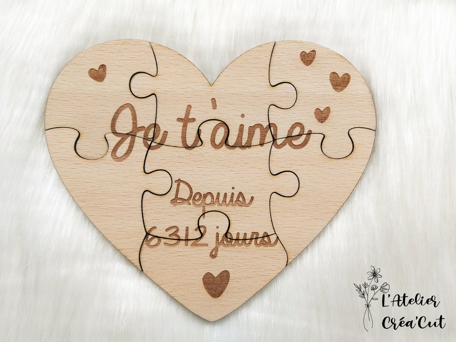 Puzzle en bois message forme cœur personnalisé st Valentin Etsy