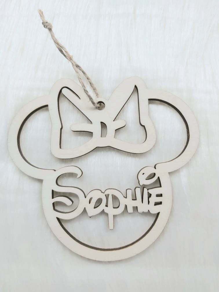 Décoration Personnalisée, Boule de Noël, Décoration Personnalisée Prénom, Ornement Mickey Minnie, Sa