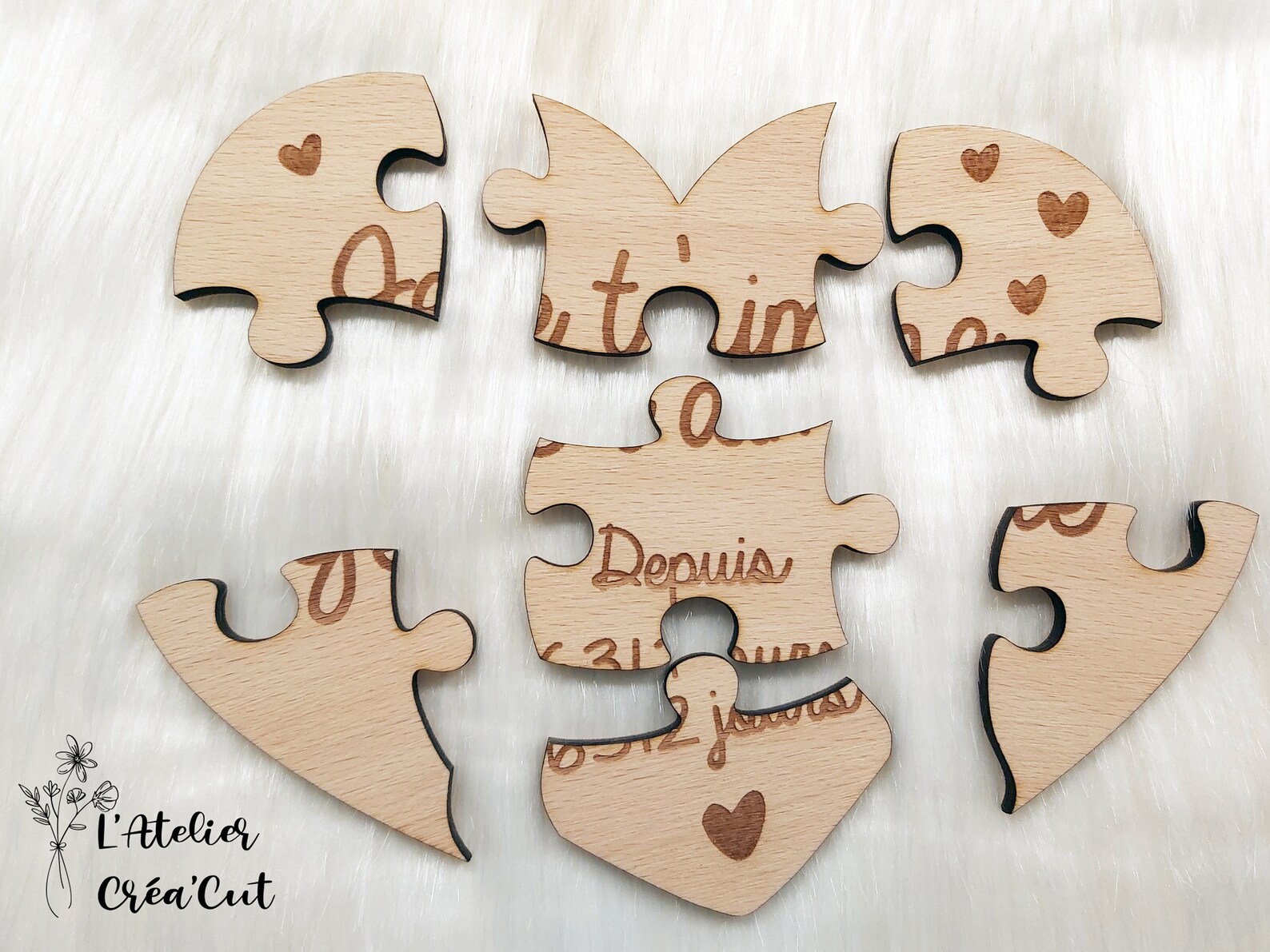 Puzzle en bois message forme cœur personnalisé st Valentin Etsy