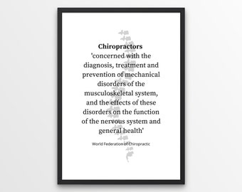 Chiropractor, Chiropractic Clinic Wall Art Poster Gift, DIGITAL DOWNLOAD