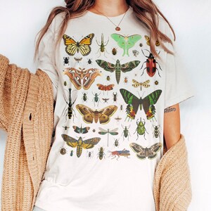 Vintage Insect Shirt Entomology Butterfly Shirt Cottage Core Goblincore Clothing Granola Girl Indie Nature Shirt Cottagecore Gardening Shirt