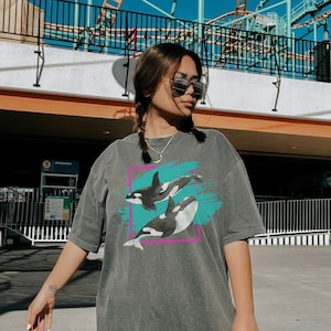 90s Orca Whale Tshirt Retro Ocean Conservation Environmental Shirt Indie Y2K Environment Shirt Vintage Save the Killer Whales Graphic Tee