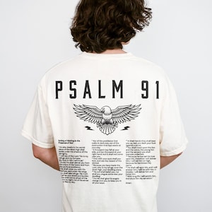 Psalm 91 Bible Verse Shirt Christian Shirts for Men Vintage Faith Based Clothing 90s Rock N Roll Aesthetic Shirt Eagle Indie Graphic Tee Ivory
