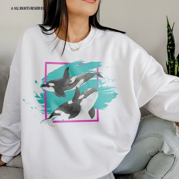 90s Orca Whale Sweatshirt Retro Environmental Graphic Crew Neck Sweatshirt Ocean Conservation Indie Crewneck Vintage Y2K Environment Sweater