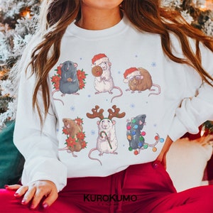 Cute Rat Christmas Crewneck Animal Sweatshirt Crazy Rat Lady Gifts for Rat Lovers Rat Owner Gifts Grunge Pastel Goth Crew Neck Sweatshirt