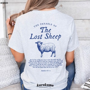 Parable of the Lost Sheep Bible Verse Tshirt Faith Based Clothing Worship Gospel Shirt Minimalist Christian Clothes Catholic Religious Gifts